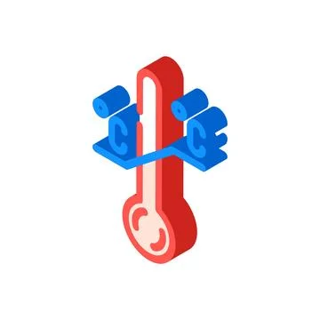 Temperature sensitive product label warning isometric icon vector illustration 스톡 일러스트