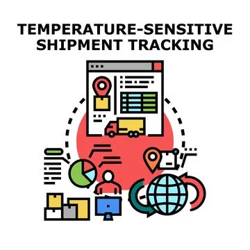 Temperature sensitive shipment tracking global logistics management Stock Illustration