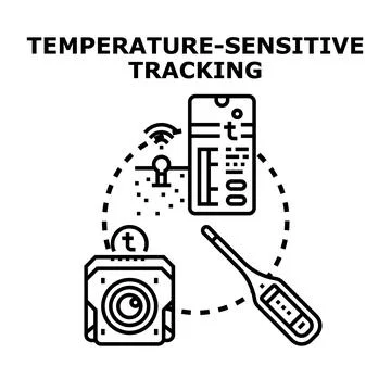 Temperature sensitive tracking system for remote monitoring Stock Illustration