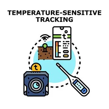 Temperature sensitive tracking system for remote monitoring Stock Illustration