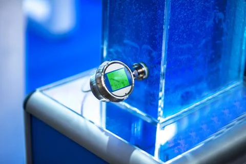 Temperature sensor for measuring instrument close up in industry zone at powe Stock Photos