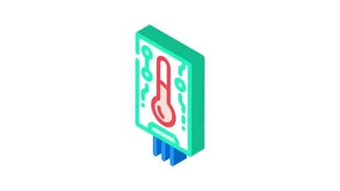 Temperature sensor module isometric icon animation Video stock 327274991