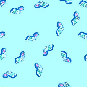 Temperature sensor wearable isometric icon seamless pattern Stock Illustration