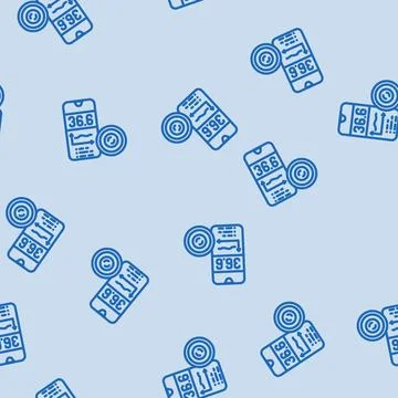 Temperature sensor wearable line vector seamless pattern Stock Illustration