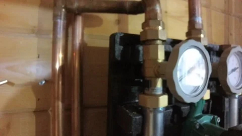 Temperature sensors in a heating system of the private house Stock Footage 100441429