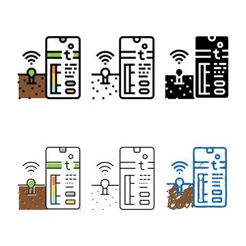 Temperature soil control simplified smart farm color icon vector Illustrazione stock