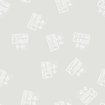 Temperature soil control smart farm line seamless pattern Stock Illustration