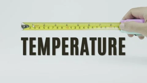 Temperature text or word and tape measure on a white background Stock Footage 302120700