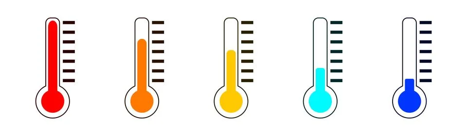 Temperature Thermometer icon collection. Stock Illustration