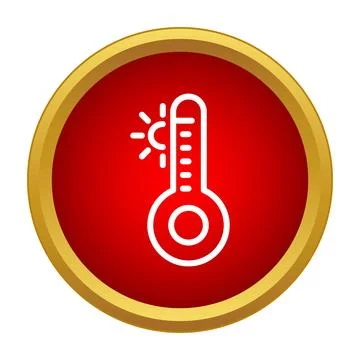 Temperature thermometer icon indicating high heat and sun Stock Illustration