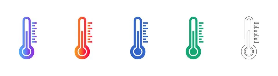 Temperature Thermometer Icons Set Stock Illustration