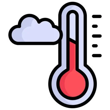 Temperature vector outline colored icon. Modern colored outline symbols. Co.. Stock Illustration
