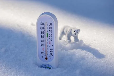 Temperature in winter weather. Temperature with celsius scale. Cold tempera.. Stock Photos