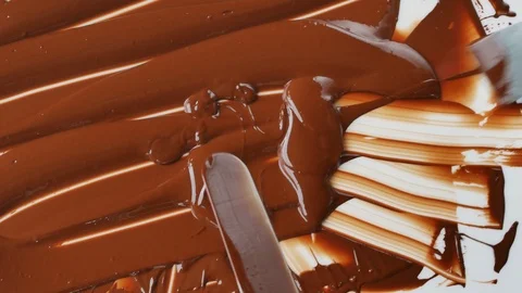 Tempering chocolate temperature for using a marble Video stock 94226529