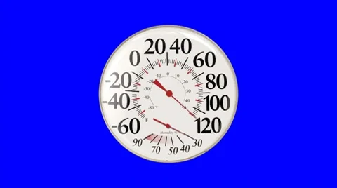 Temperture dropping then spining like crazy thermometer gauge Stock Footage 8777397
