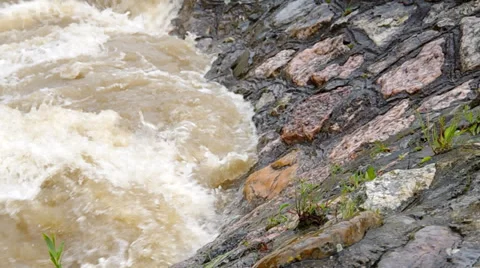 Tempestuous flow of the river Stock Footage 38304189