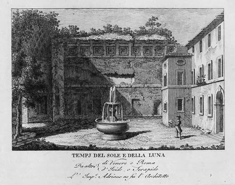 Tempi del sole e della luna Temple of Luna Rome Italy digitally restored Stock Illustration