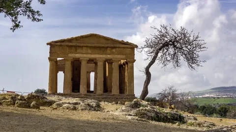 Tempio della Concordia in Valley of the Temples near Agrigento, Sicily, Italy Stock Footage 181087335