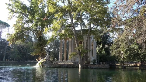 Tempio di Esculapio (temple) in villa Borghese in Rome, Italy Stock Footage 81036623