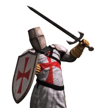 Templar Knight in Battle Stock Illustration
