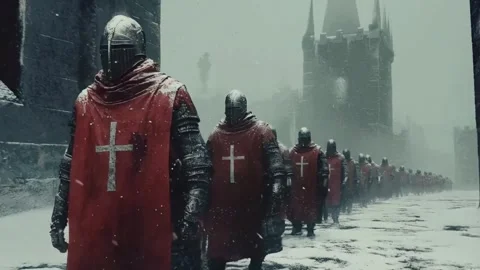 Templars Knights Medieval Casttle City Stock Footage 293142447