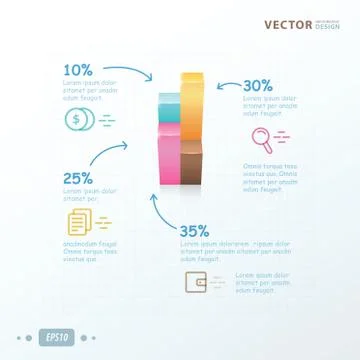 Template 3D Cube blue, orange, purple, brown color. Stock Illustration