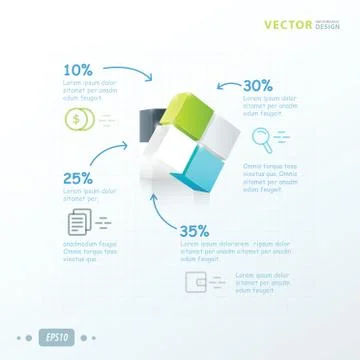 Template 3D Cube green, blue, gray color Stock Illustration