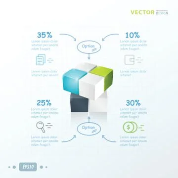 Template 3D Cube infographic 스톡 일러스트