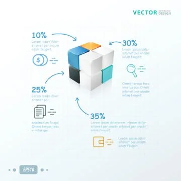 Template 3D Cube pink, blue, yellow and black color Illustrazione stock
