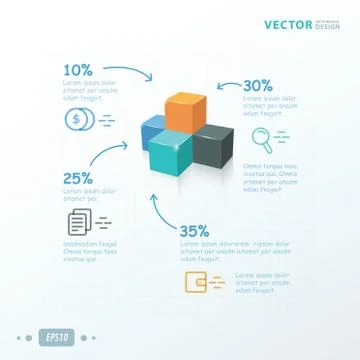 Template 3D Cube  pink, blue, yellow and black color Stock Illustration