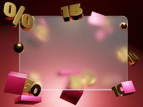 Template. 3d render template. Matte card design with discount boxes around th Stock Illustration