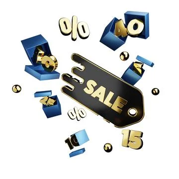 Template 3D rendering. design write discount in flight through boxes with blu Stock Illustration