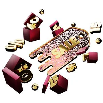 Template 3D rendering. design write discount in flight through boxes with red Stock Illustration