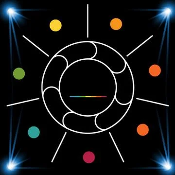 Template 7 position for information on dark background. Illustrazione stock