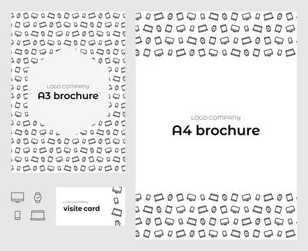 Template of A4 document, A3 brochures, business cards and icons for an IT Stock Illustration