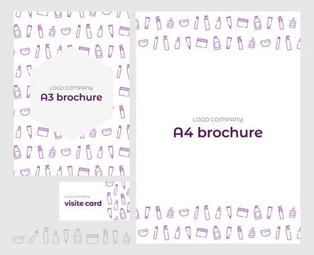 Template of A4 document, A3 brochures, business cards and icons for a cosmetic Stock-Illustration