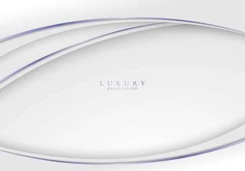 Template abstract elegant white curved shape layer and purple lines on clean Stock Illustration