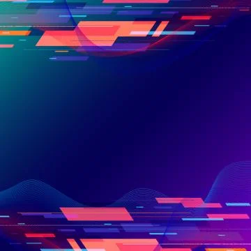 Template abstract technology geometric and twist lines colorful on dark blue Stock Illustration