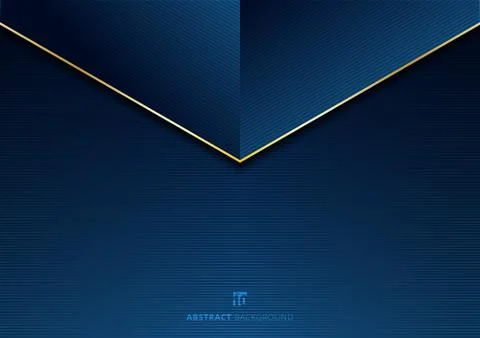 Template abstract triangle header with golden lines on blue background textur Stock Illustration