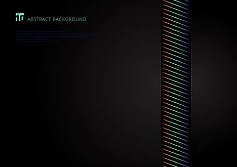 Template abstract vibrant stripes diagonal lines on black background Stock Illustration