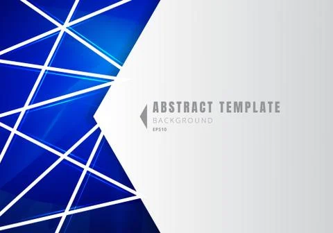 Template abstract white geometric shape polygons with lines composition on bl Stock Illustration