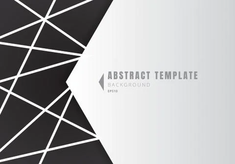 Template abstract white geometric shape polygons with lines composition on bl Stock Illustration