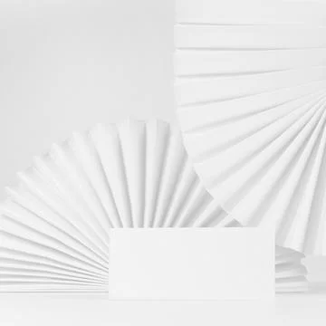Template of abstract white stage with rectangle podium for showing, presentat Stock Photos