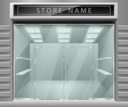 Template for advertising 3d store front facade. Realistic Exterior horizontal Stock Illustration