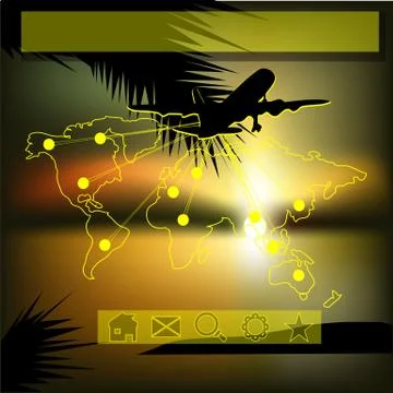 Template with aircraft Stock Illustration