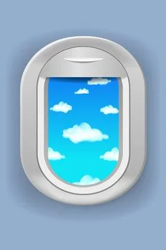 Template airplane window porthole view Stock Illustration