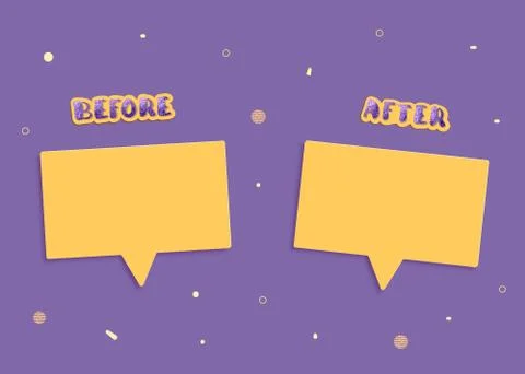 Template before and after background. Comparison card with speech bubble and  Stock Illustration