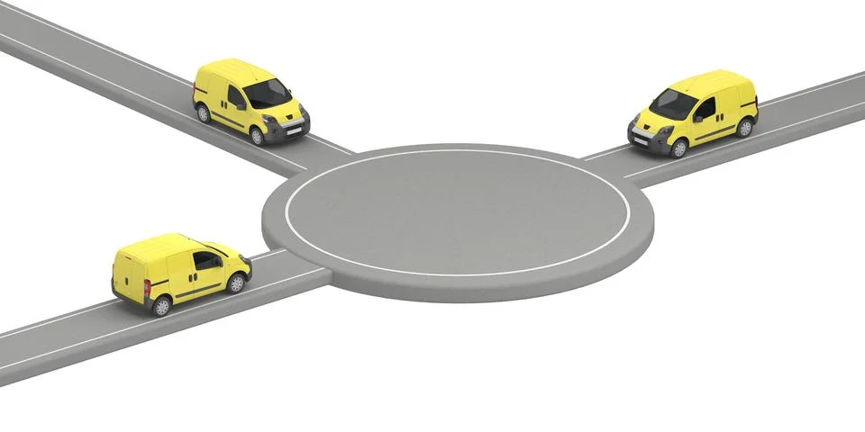 Template area where do yellow cars drive from different directions Stock Illustration