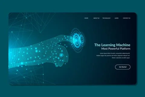 Template artificial intelligence landing page 스톡 일러스트