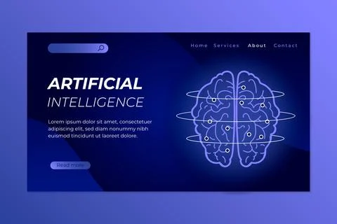 Template artificial intelligence landing page 스톡 일러스트